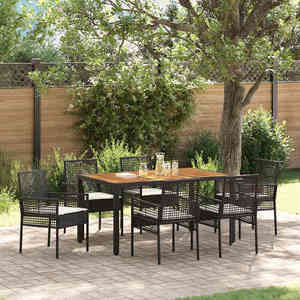 vidaXL Set de masă pentru grădină 7 pcs Negru Rattan poli imagine