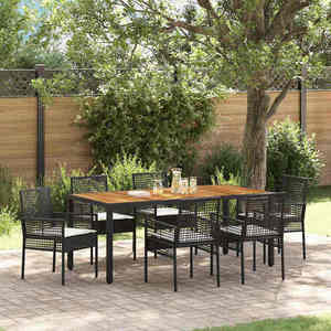 vidaXL Set de masă pentru grădină 7 pcs Negru Rattan poli imagine