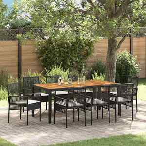 vidaXL Set de masă pentru grădină 9 pcs Negru Rattan poli imagine