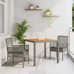 vidaXL Set de masă pentru grădină 3 pcs Gri Rattan poli imagine