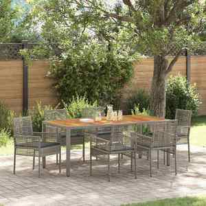 vidaXL Set de masă pentru grădină 7 pcs Gri Rattan poli imagine