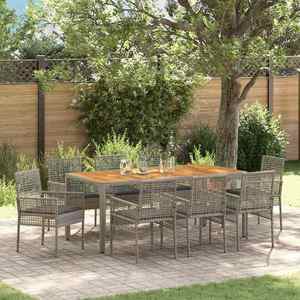 vidaXL Set de masă pentru grădină 9 pcs Gri Rattan poli imagine
