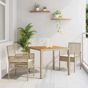 vidaXL Set de masă pentru grădină 3 pcs Bej Rattan poli imagine