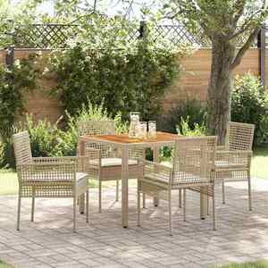 vidaXL Set de masă pentru grădină 5 pcs Bej Rattan poli imagine
