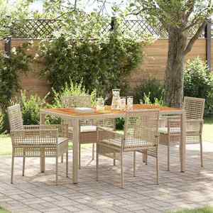 vidaXL Set de masă pentru grădină 5 pcs Bej Rattan poli imagine