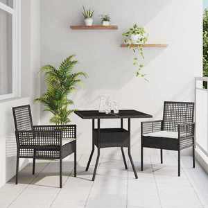 vidaXL Set de masă pentru grădină 3 pcs Negru Rattan poli imagine