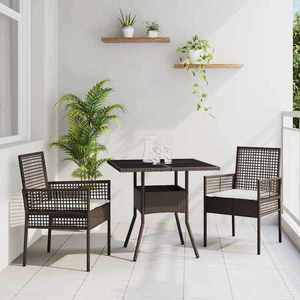 vidaXL Set de masă pentru grădină 3 pcs Maro Rattan poli imagine