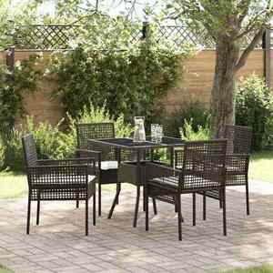 vidaXL Set de masă pentru grădină 5 pcs Maro Rattan poli imagine