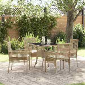 vidaXL Set de masă pentru grădină 5 pcs Bej Rattan poli imagine