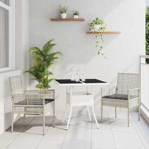 vidaXL Set de masă pentru grădină 3 pcs Gri Rattan poli imagine