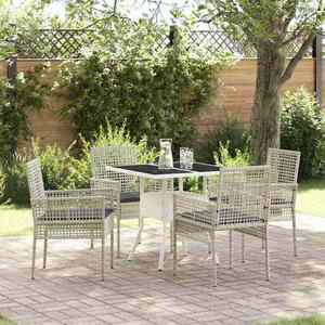 vidaXL Set de masă pentru grădină 5 pcs Gri Rattan poli imagine