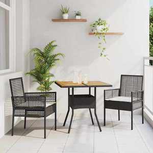 vidaXL Set de masă pentru grădină 3 pcs Negru Rattan poli imagine