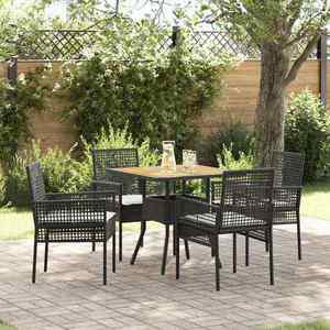 vidaXL Set de masă pentru grădină 5 pcs Negru Rattan poli imagine