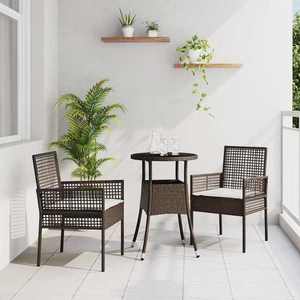 vidaXL Set de masă pentru grădină 3 pcs Maro Rattan poli imagine