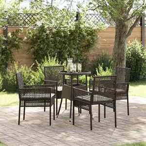 vidaXL Set de masă pentru grădină 5 pcs Maro Rattan poli imagine