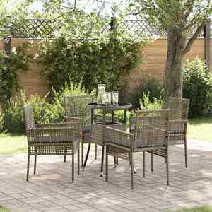 vidaXL Set de masă pentru grădină 5 pcs Gri Rattan poli imagine
