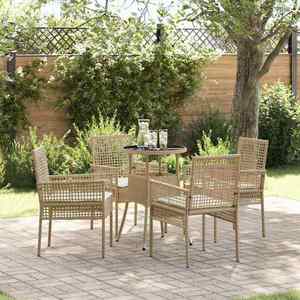 vidaXL Set de masă pentru grădină 5 pcs Bej Rattan poli imagine