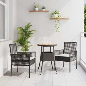 vidaXL Set de masă pentru grădină 3 pcs Negru Rattan poli imagine