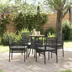 vidaXL Set de masă pentru grădină 5 pcs Negru Rattan poli imagine