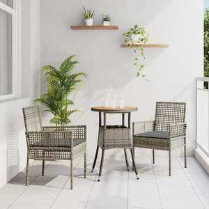 vidaXL Set de masă pentru grădină 3 pcs Gri Rattan poli imagine