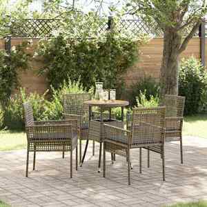 vidaXL Set de masă pentru grădină 5 pcs Gri Rattan poli imagine