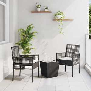 vidaXL Set Bistro de Grădină 3 pcs Negru Rattan poli imagine