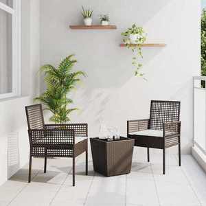 vidaXL Set Bistro de Grădină 3 pcs Maro Rattan poli imagine