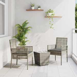 vidaXL Set Bistro de Grădină 3 pcs Gri Rattan poli imagine
