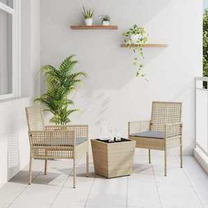 vidaXL Set Bistro de Grădină 3 pcs Bej Rattan poli imagine