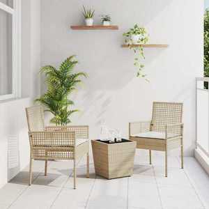 vidaXL Set Bistro de Grădină 3 pcs Bej Rattan poli imagine