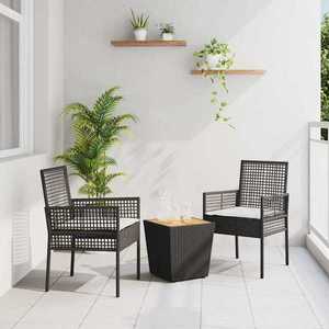 vidaXL Set Bistro de Grădină 3 pcs Negru Rattan poli imagine