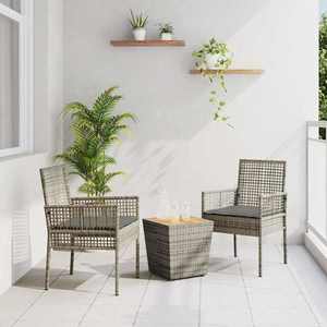 vidaXL Set Bistro de Grădină 3 pcs Gri Rattan poli imagine