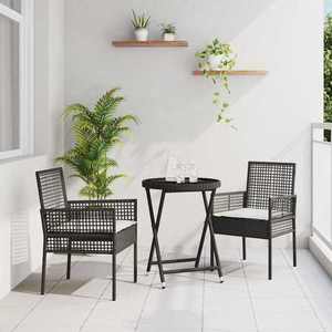 vidaXL Set Bistro de Grădină 3 pcs Negru Rattan poli imagine