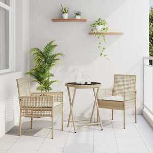 vidaXL Set Bistro de Grădină 3 pcs Bej Rattan poli imagine