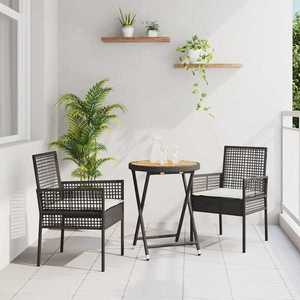 vidaXL Set Bistro de Grădină 3 pcs Negru Rattan poli imagine
