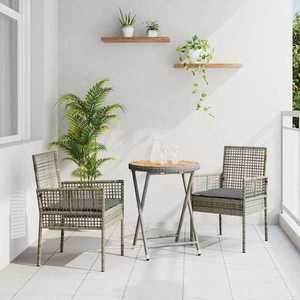 vidaXL Set Bistro de Grădină 3 pcs Gri Rattan poli imagine