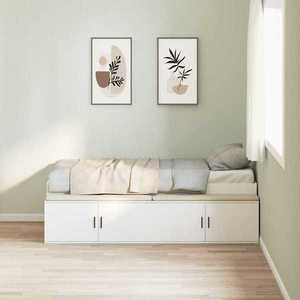 vidaXL Cadru de pat cu depozitare Alb 100 x 200 cm Lemn compozit imagine