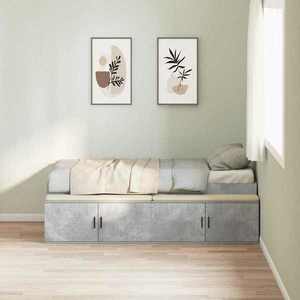 vidaXL Cadru de pat cu depozitare Gri beton 100 x 200 cm Lemn compozit imagine