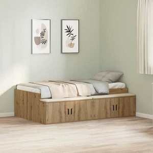 vidaXL Cadru de pat cu depozitare stejar artizanal 100 x 200 cm imagine