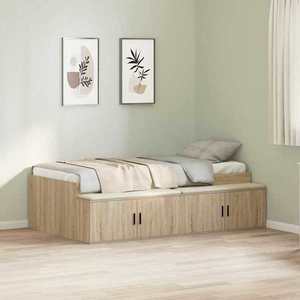 vidaXL Cadru de pat cu depozitare Stejar sonoma 90 x 200 cm imagine