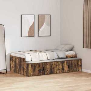 vidaXL Cadru de pat cu depozitare Stejar afumat 80 x 200 cm imagine