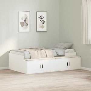 vidaXL Cadru de pat cu depozitare Alb 90 x 190 cm Lemn compozit imagine