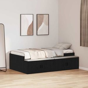vidaXL Cadru de pat cu depozitare Stejar negru 90 x 190 cm imagine