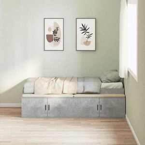 vidaXL Cadru de pat cu depozitare Gri beton 90 x 190 cm Lemn compozit imagine