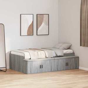 vidaXL Cadru de pat cu depozitare sonoma gri 75 x 190 cm Lemn compozit imagine