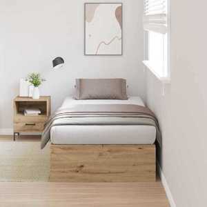 vidaXL Cadru de pat stejar artizanal 200 x 100 x 31.5 cm Lemn compozit imagine
