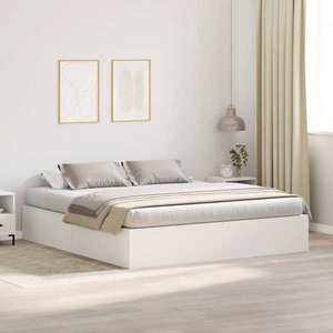 vidaXL Cadru de pat Alb 200 x 200 x 31.5 cm Lemn compozit imagine