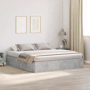 vidaXL Cadru de pat Gri beton 200 x 200 x 31.5 cm Lemn compozit imagine