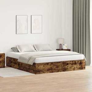 vidaXL Cadru de pat Stejar afumat 200 x 200 x 31.5 cm Lemn compozit imagine