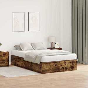vidaXL Cadru de pat Stejar afumat 200 x 120 x 31.5 cm Lemn compozit imagine